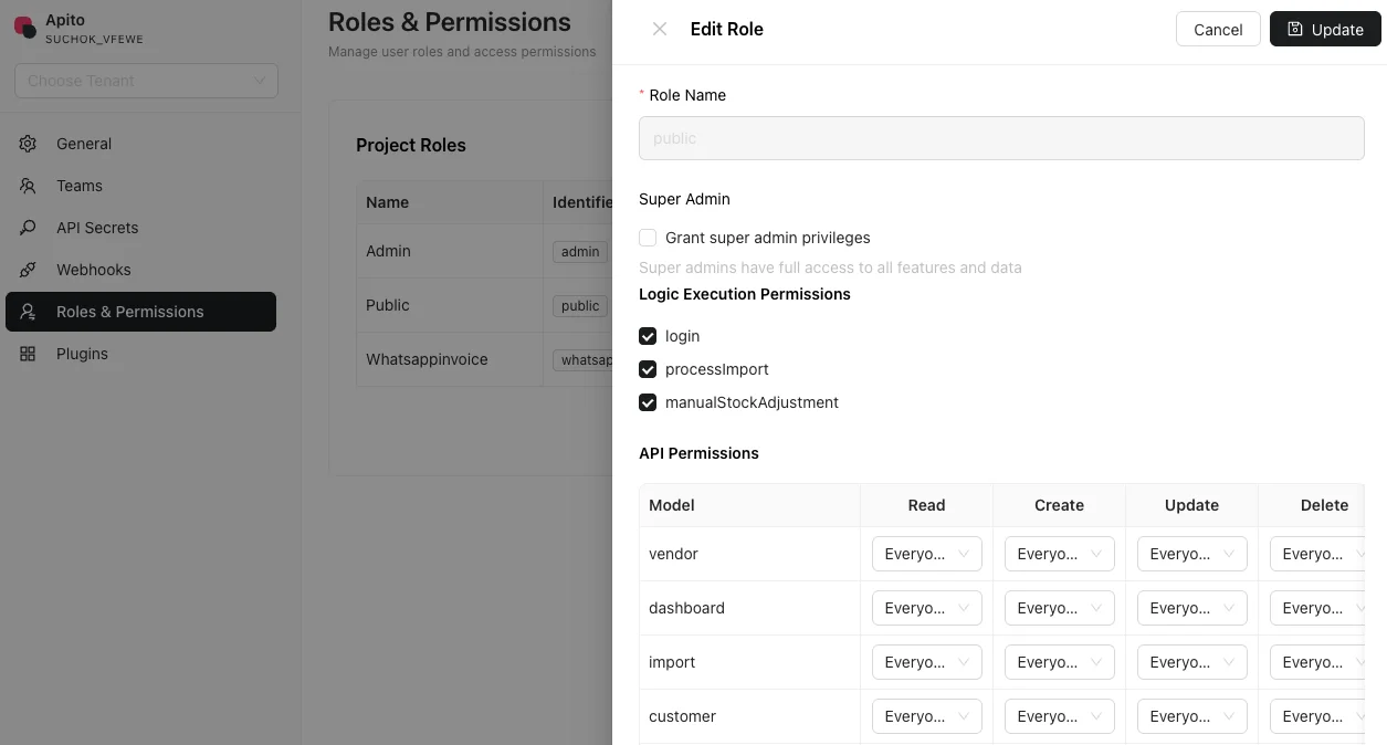 API Roles & Permissions - Manage your API access with Apito