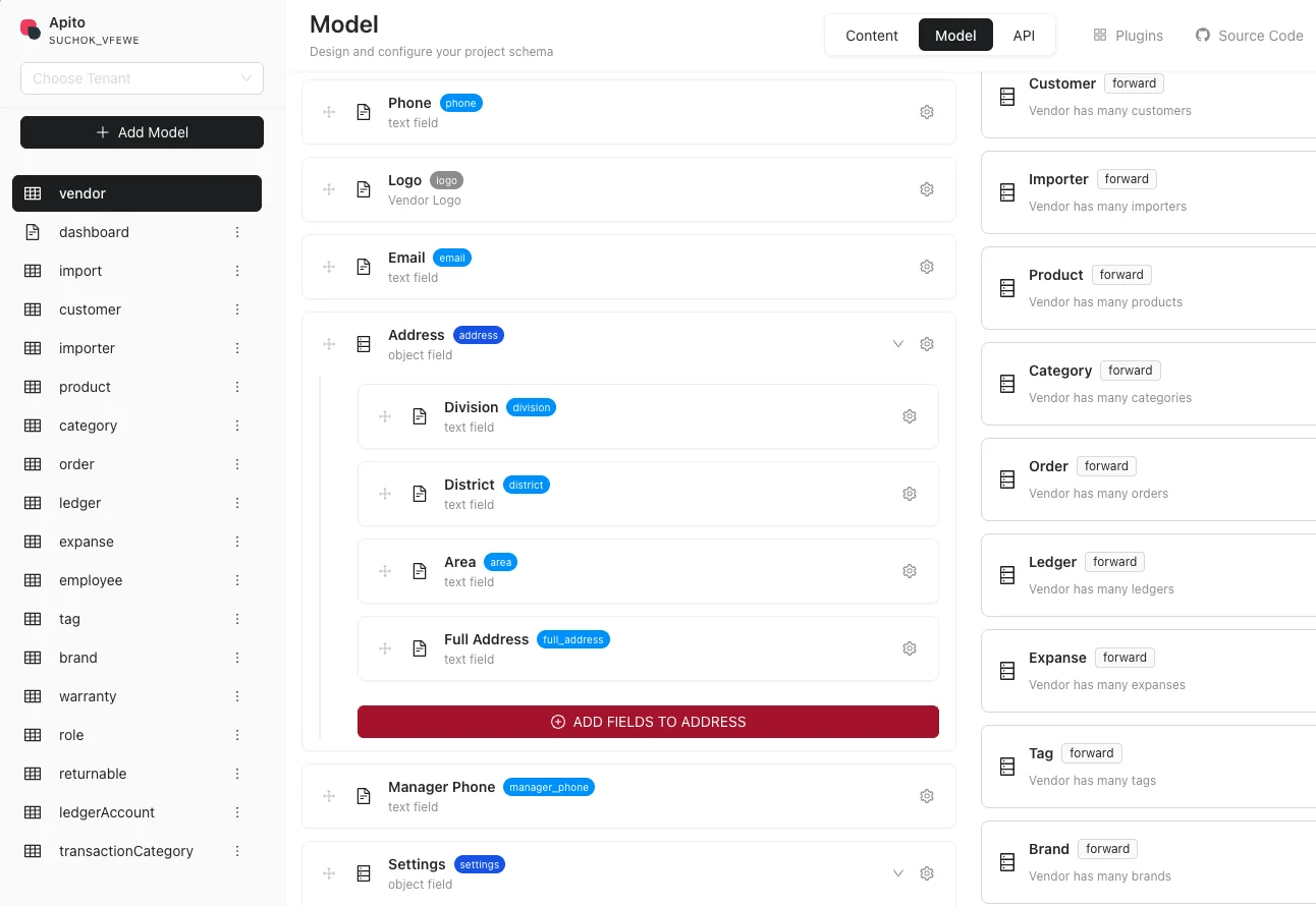 Schema Database Modeling - Design your database models with Apito